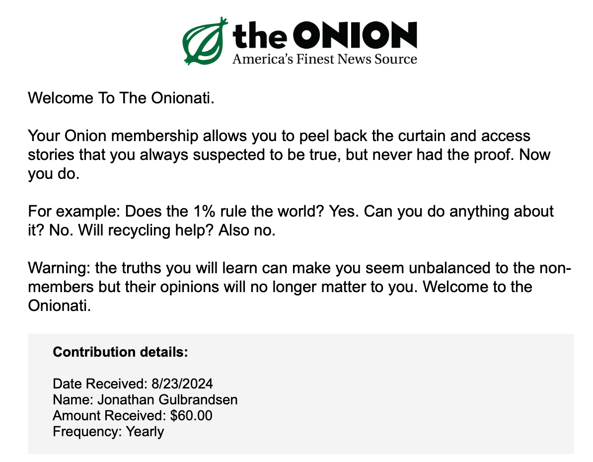 The Onion membership